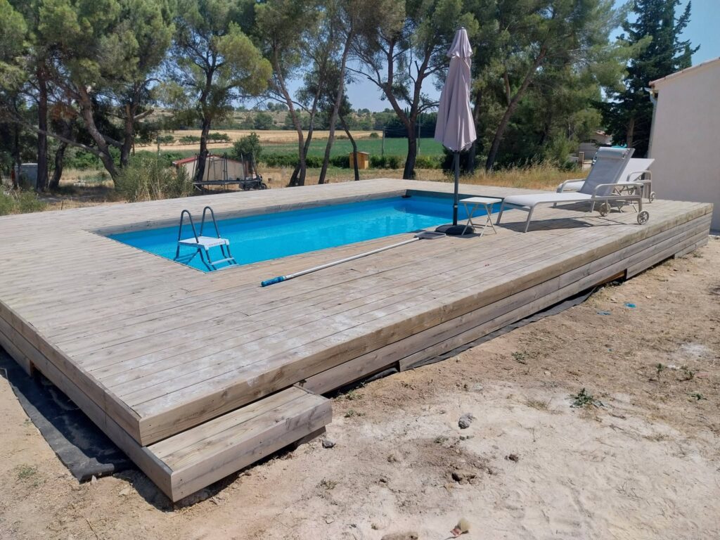terrasse bois autour piscine hors sol