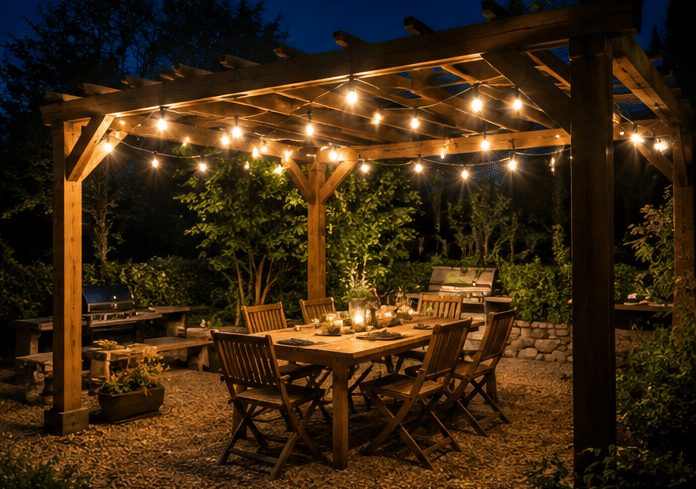 Guirlade sous pergolas